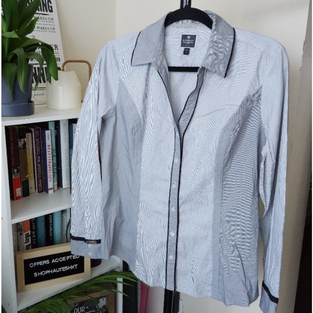 Express Black and White Button Down Shirt